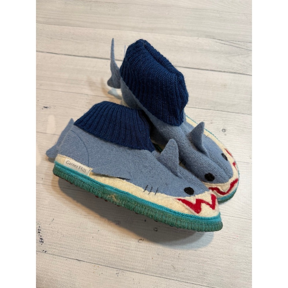 Garnet Hill Kids' Boiled Wool Slipper Boots by Haflinger Sharks  kids size 13